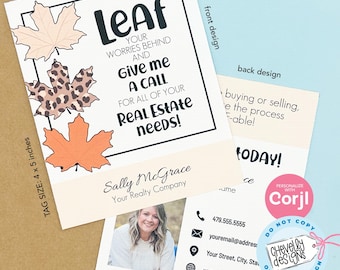 EDITABLE - Leaf Your Worries Behind - Real Estate Pop By Business Gift Tag - Printable Digital File - HT022b