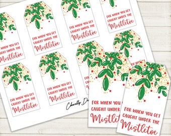 Mistletoe Christmas Gift Tags | Printable - Digital File | Candy Kisses treat bag tags | HT090 Instant Download