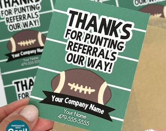 Editable Football Referral Tag | Thanks for Punting Referrals Our Way | Printable Marketing Label | HT093