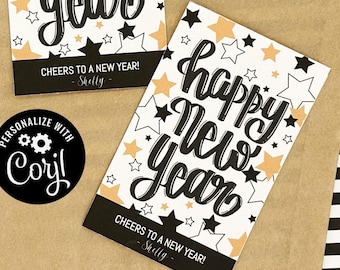 EDITABLE - Happy New Year Gift Tags - Printable Digital File - HT-NY004