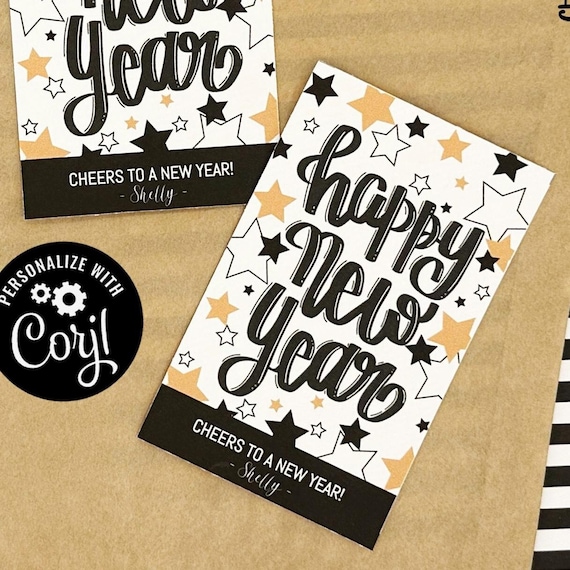 EDITABLE - Happy New Year Gift Tags - Printable Digital File - HT-NY004
