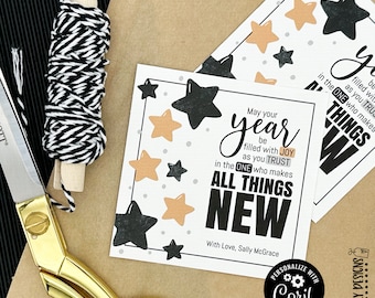 Editable - All Things New - Religious New Years Gift Tags - Printable Digital File - HT-NY006