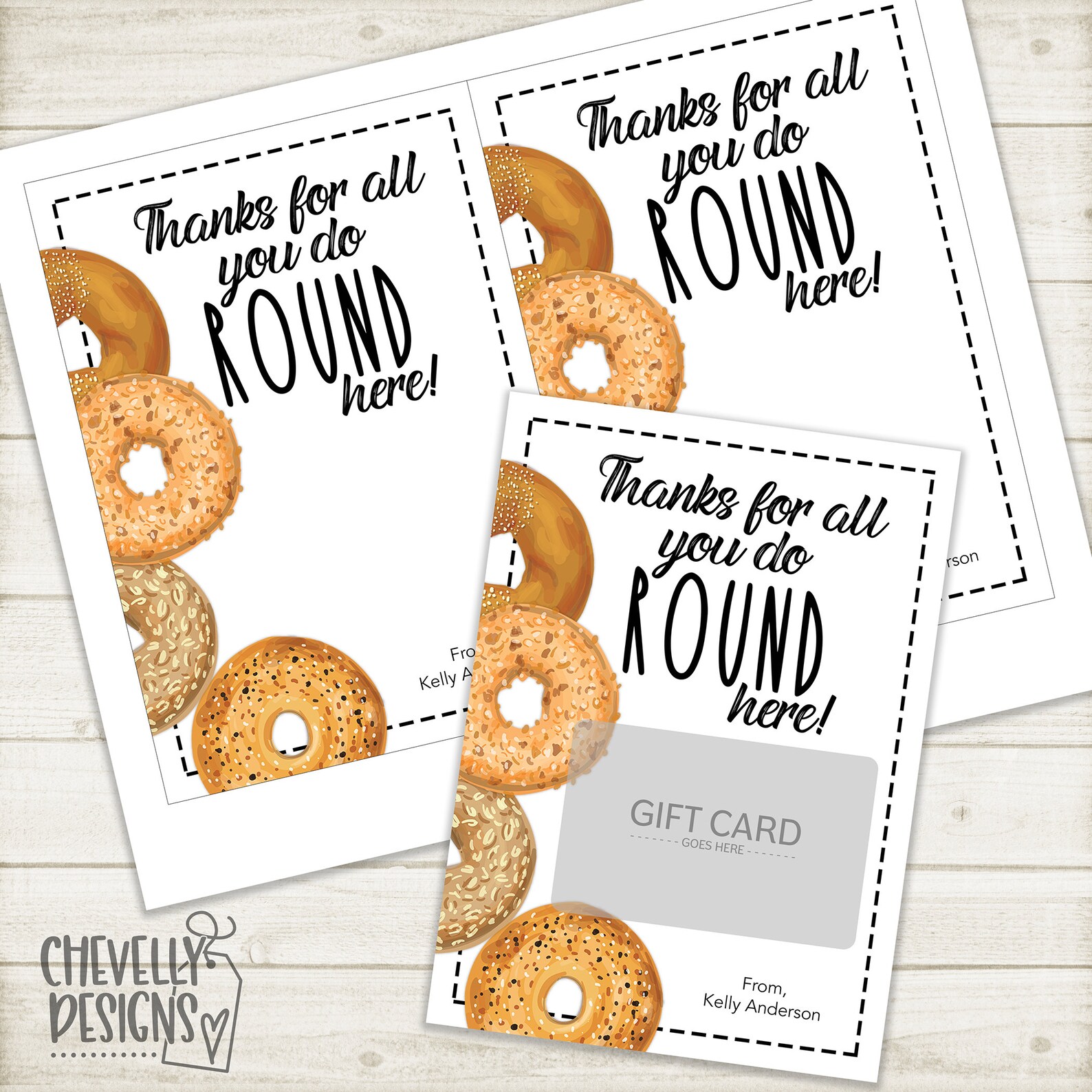 Personalized Bagel Gift Card Holder Thanks for all you do Etsy