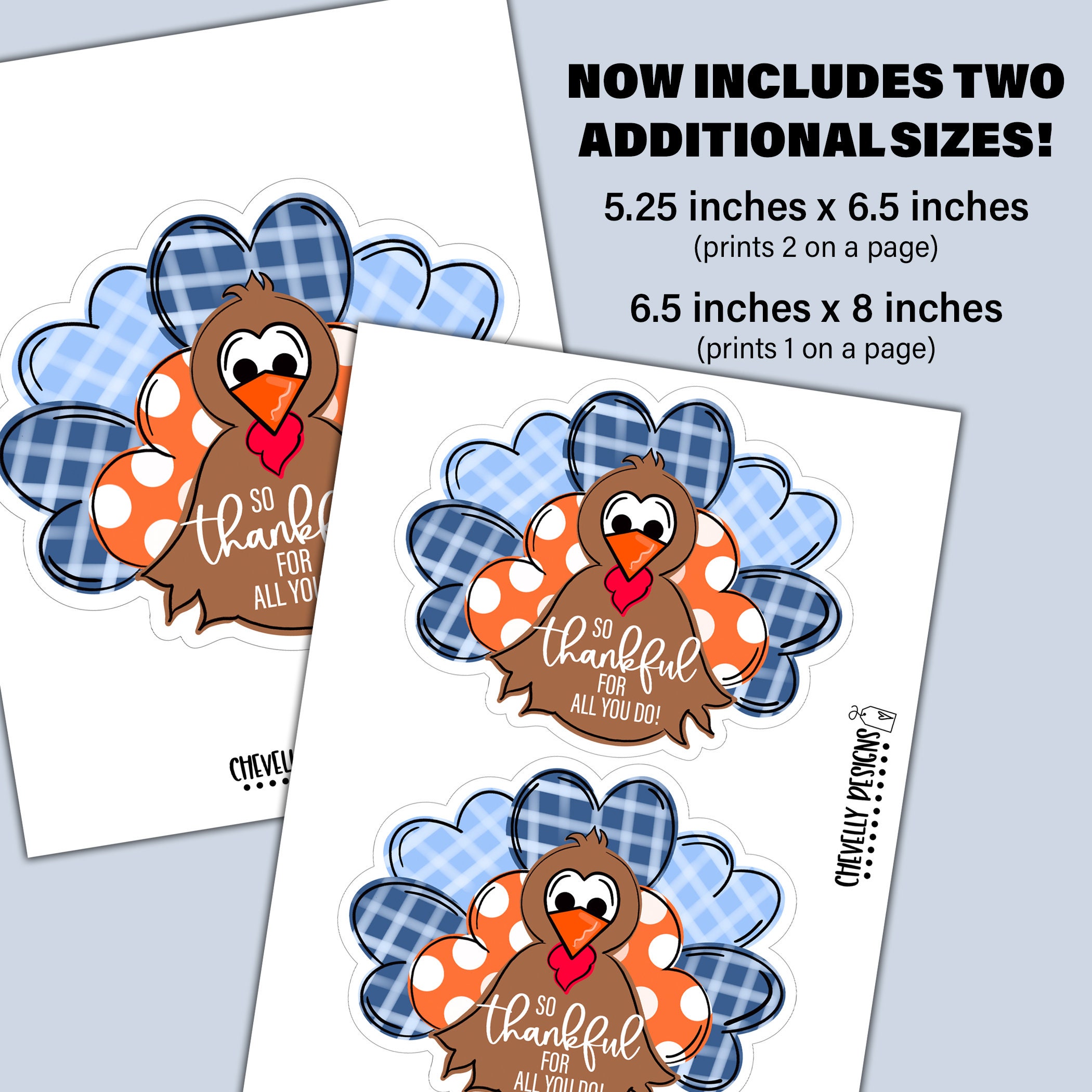 Printable - Thankful for You Turkey Gift Tags - DIGITAL FILE HT294 - Etsy