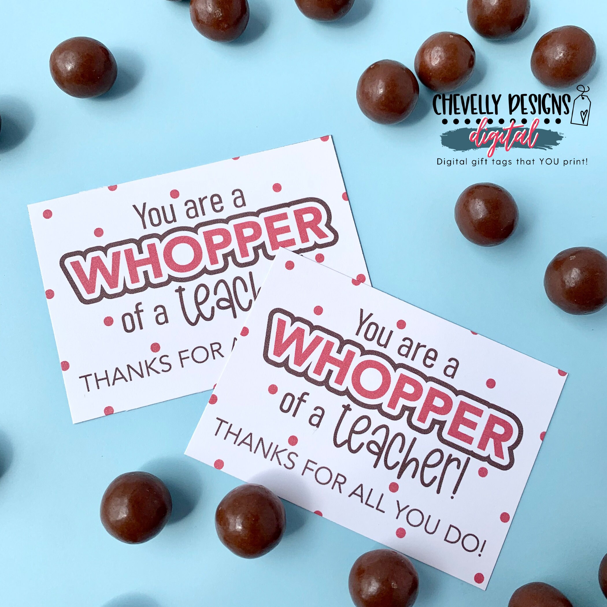 Printable Whopper of a Teacher Whoppers Gift Tags | Etsy