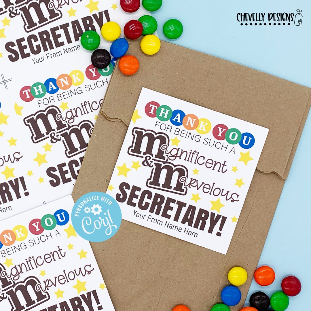 Editable Magnificent and Marvelous Secretary Appreciation Gift Tags ...
