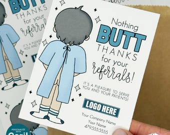 EDITABLE Referral Tags - Nothing Butt Thanks Patient in Hospital Gown - Printable Digital Download