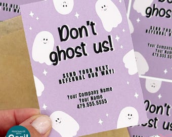 EDITABLE Halloween Referral Gift Tag - Don't Ghost Us - Printable Marketing Labels - Digital File HT-HAL027