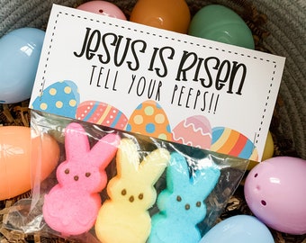 Jesus is Risen...Tell Your Peeps - Easter Treat Bag Toppers | Printable - Instant Digital File BT043