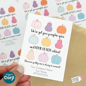 Editable Fall Referral Gift Tag | Pumpkin Spice & Home Health Advice | Printable Marketing Labels - Digital File HT095
