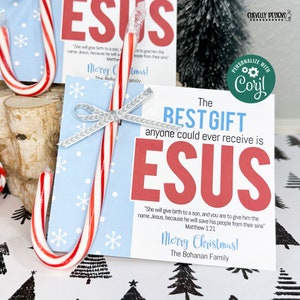 EDITABLE - El mejor regalo es Jesús - Bastón de caramelo imprimible - Regalo para compañeros de clase y estudiantes de la iglesia de los niños - Archivo digital HTX067