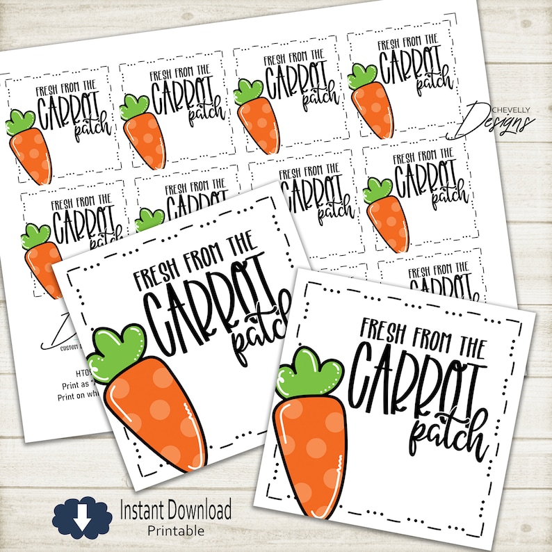Carrot Gift Tags Printable Digital File Spring Easter Etsy