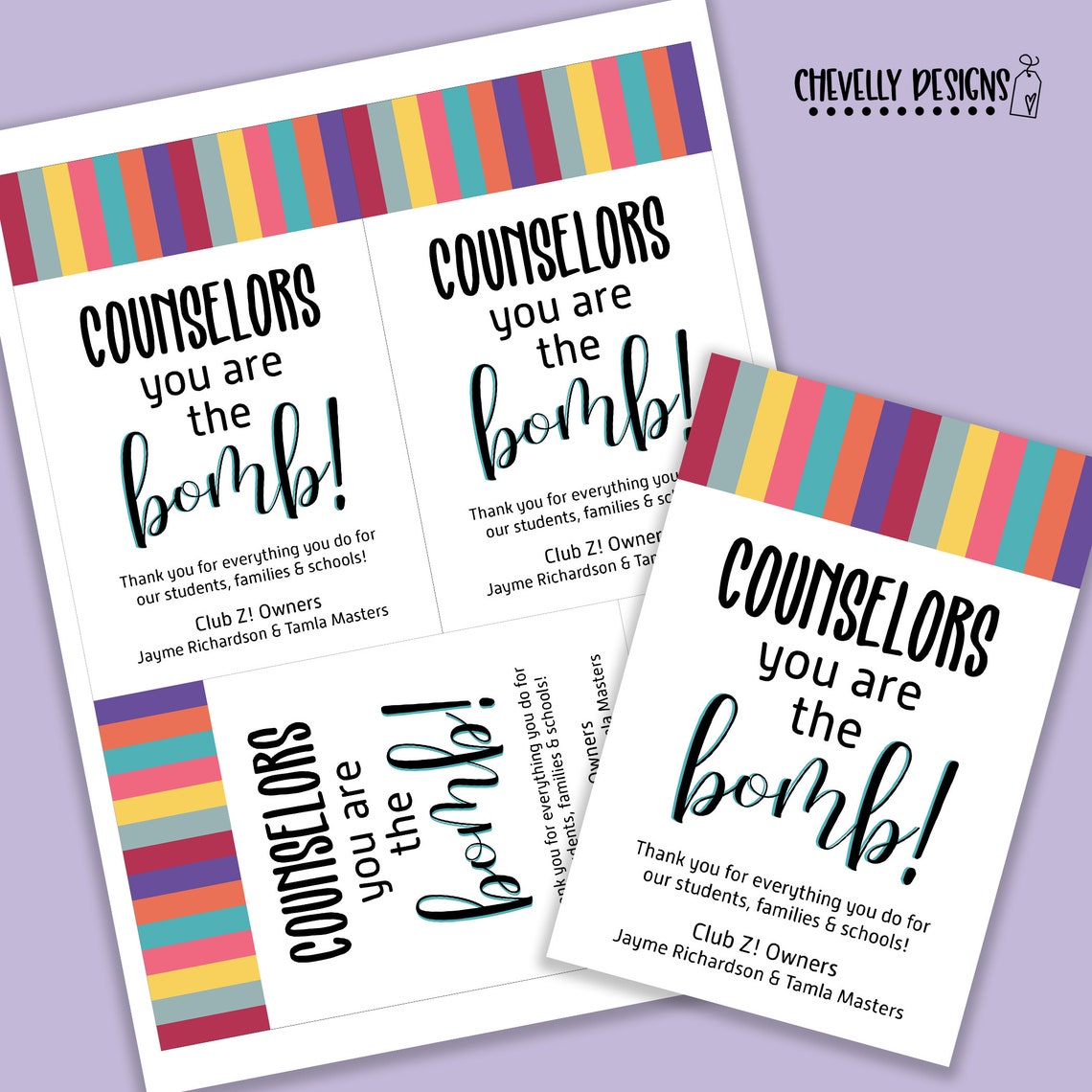 Personalized Counselor Appreciation Gift Tags Printable Etsy