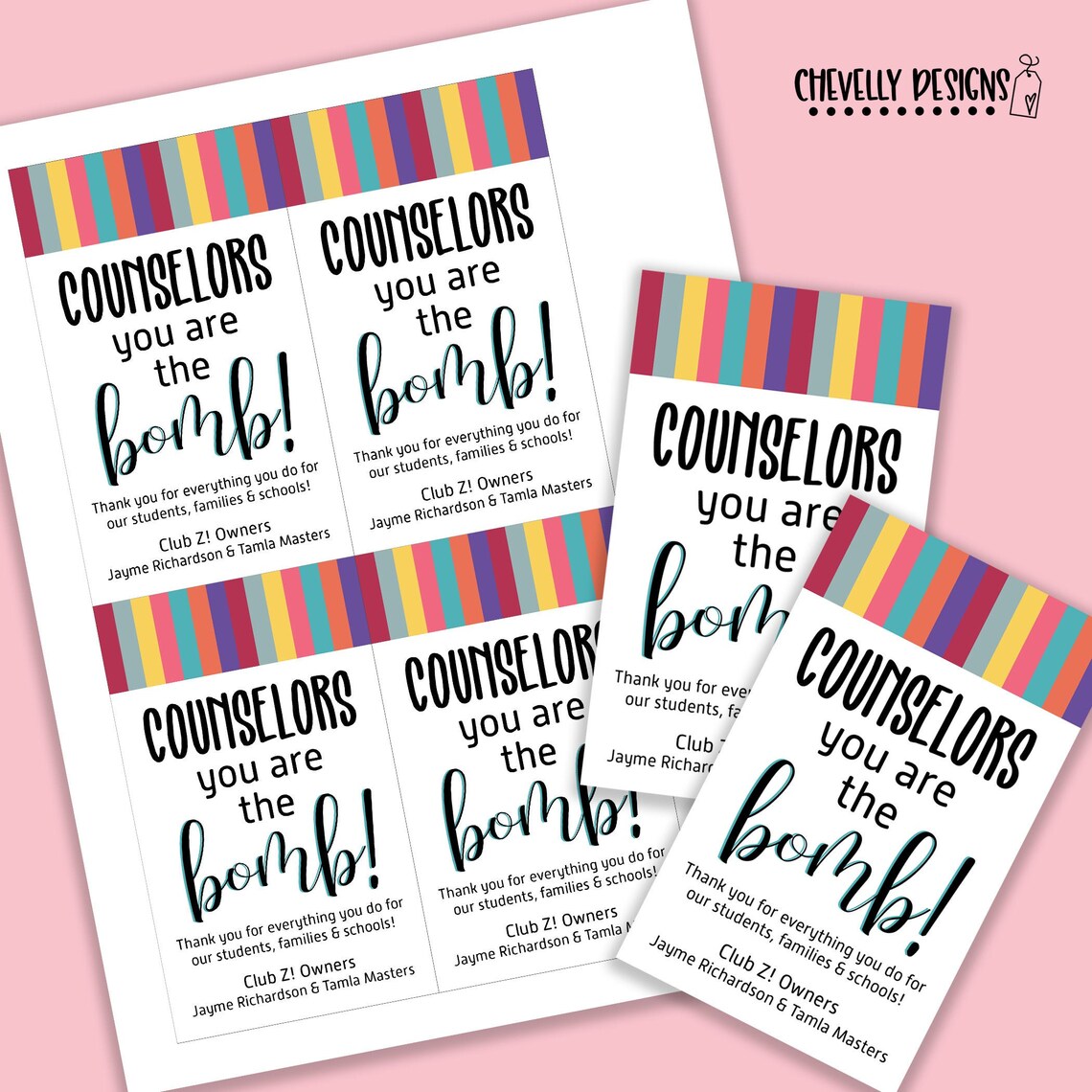 Personalized Counselor Appreciation Gift Tags Printable Etsy
