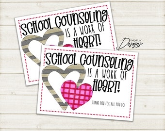 School Counselor Appreciation Tags | Printable - Digital File | Heart Gift Tags | VAL029 - Instant Download