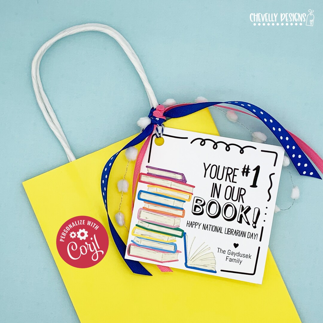 Editable You're Number 1 in Our Book Librarian Appreciation Gift Tags