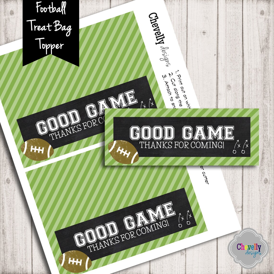 INSTANT DOWNLOAD Football Treat Bag Toppers Printable - Etsy