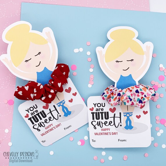 Printable Ballet Scrunchie Valentine Cards Blonde Haired Etsy