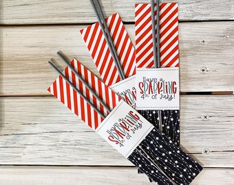 Wunderkerzen Halter zum Ausdrucken - 4th of Jul Party Favors | Sofortiger Download Digitale Datei | KIT001C