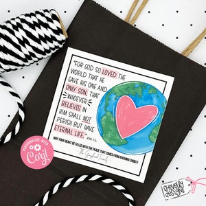 Bewerkbaar - voor God zo lief van de wereld - Johannes 3:16 - op religieus geloof gebaseerde cadeaukaartjes - afdrukbaar digitaal bestand - VAL064