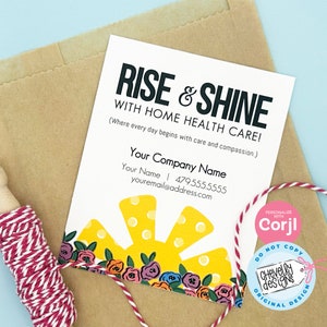 EDITABLE - Rise and Shine with Home Healthcare - summer, sun - Referral Gift Tags - Printable Digital File HT002