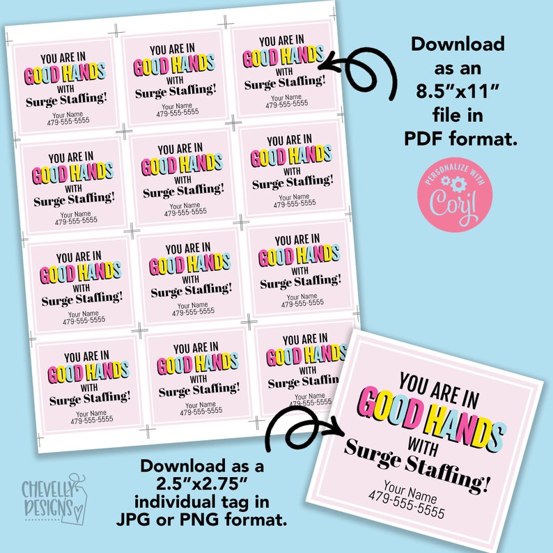 Editable - Your In Good Hands - Referral Gift Tags for Business Marketing - Printable - Digital File - HT336 image 3