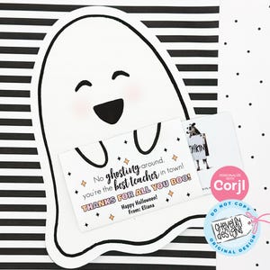MODIFIABLE - porte-cartes cadeau Halloween pour cadeau de professeur - fantôme - fichier numérique imprimable - GC032