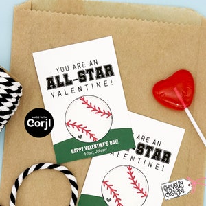 BEARBEITBAR - Sie sind ein All-Star-Valentinsgruß - Baseball, Sport, Studentenklasse Partykarten - Druckbare digitale Datei - VAL068