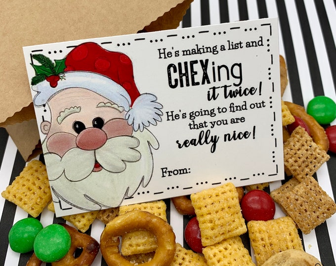 Santa Gift Tags | Printable - Digtal File | Chex Mix Gift Tags ...