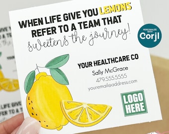 EDITABLE - Printable Referral Gift Tags,  When Life Gives You Lemons, Marketing Labels, Digital File HT073