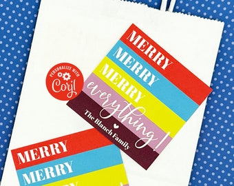 EDITABLE - Merry Everything - Christmas Holiday Gift Tags - Printable Digital File - HTX057