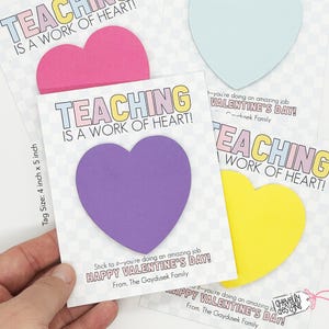 Cartes de Saint-Valentin imprimables modifiables pour pense-bêtes, Enseigner est une oeuvre de coeur, VAL032