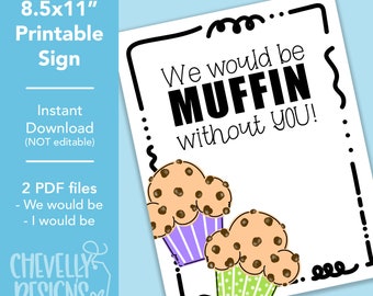 Printable 8.5x11 Muffin Appreciation Sign | Break Room Sign | Digital File | SIGN032