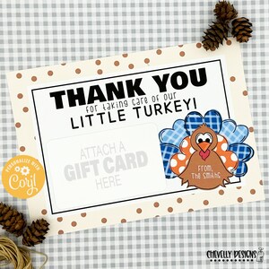 MODIFIABLE - Merci d'avoir pris soin de notre petite dinde - porte-carte cadeau pour Thanksgiving 5 x 7 - fichier numérique imprimable - GC008