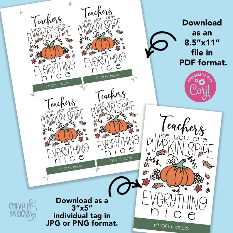 EDITABLE - Teachers Like You Are Pumpkin Spice - Printable Fall Gift ...