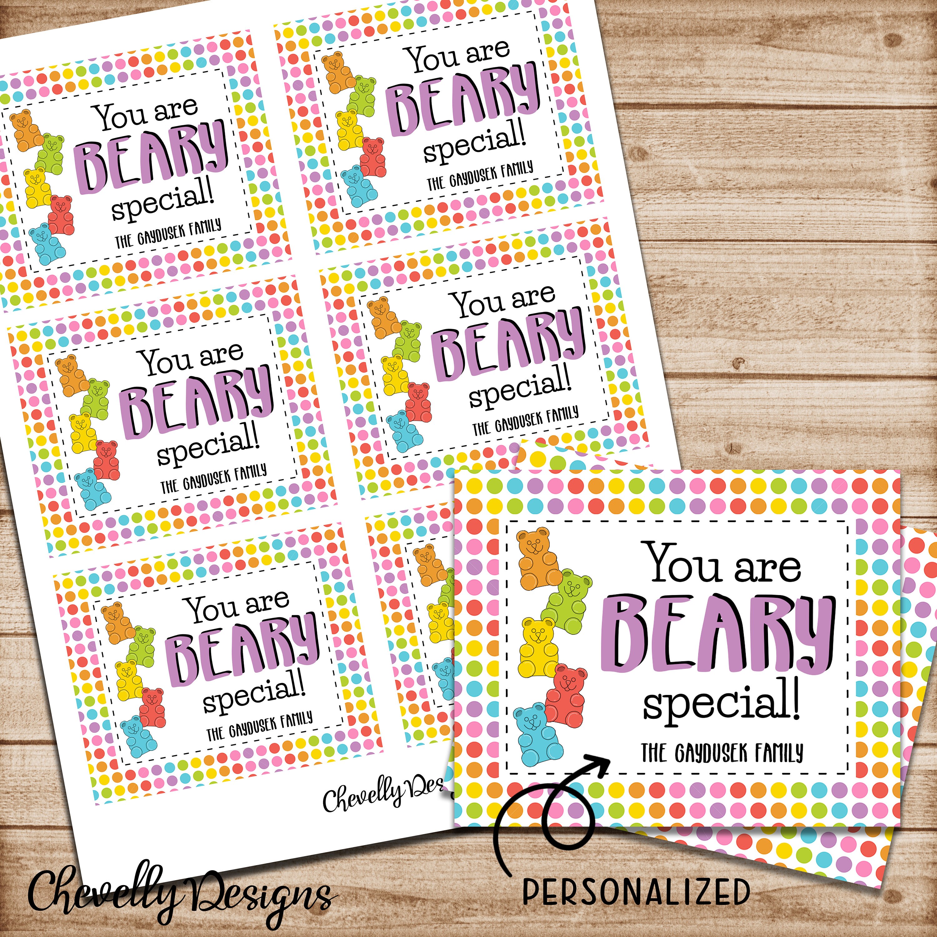 Digital File Personalized Gummy Bear Gift Tags Printable Etsy