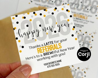 Editable - 2026 Happy New Year Referral Marketing Gift Tags - Printable Digital File - HT305