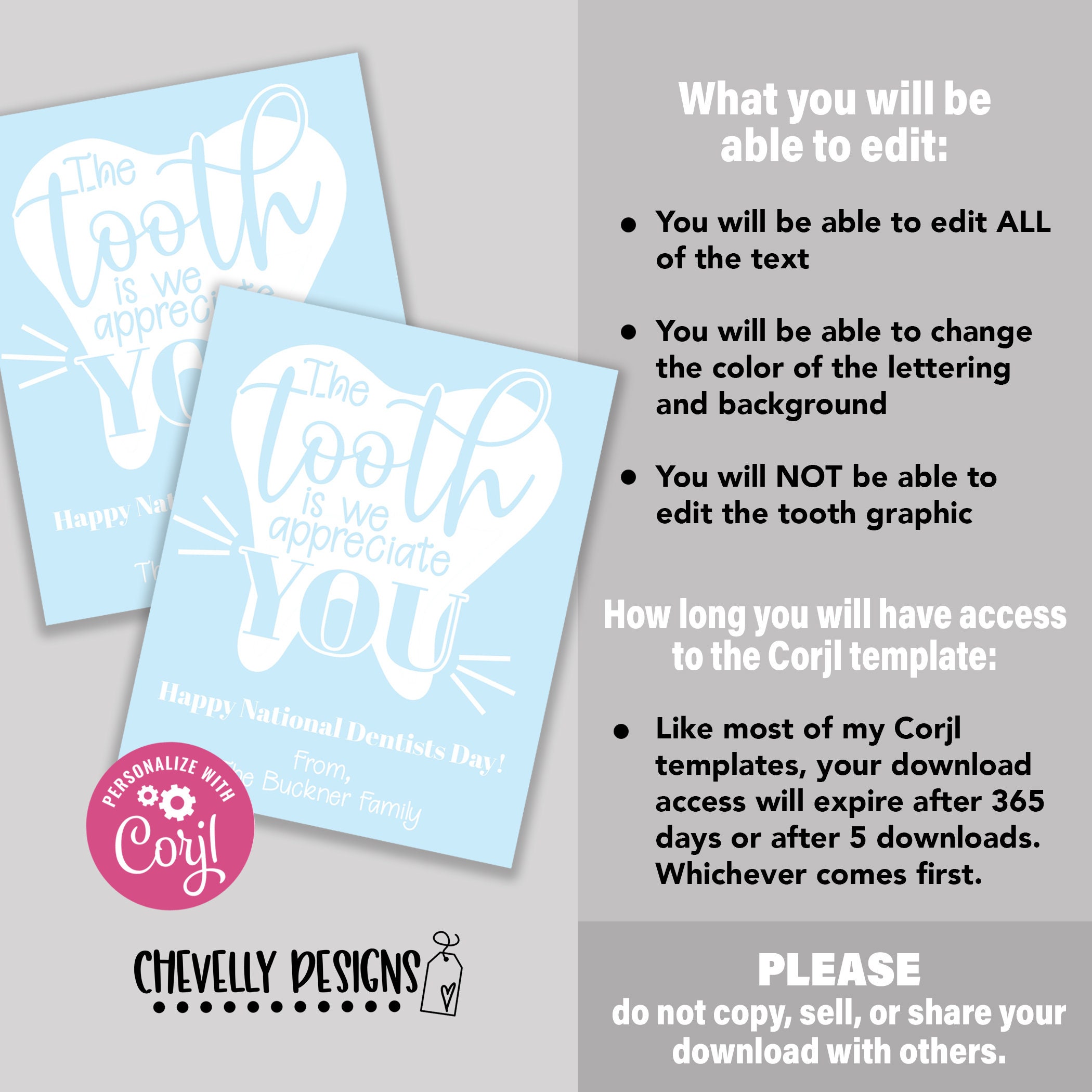 Editable - Dental Appreciation Gift Tags - the Tooth is - Printable ...