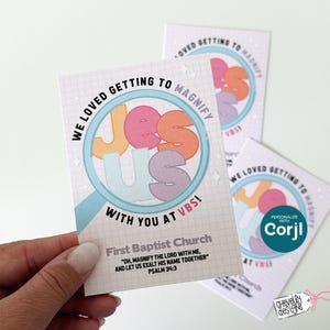 Editable VBS Gift Tags Printable – Magnifying Jesus Theme – Vacation Bible School Favor Tags - HT082