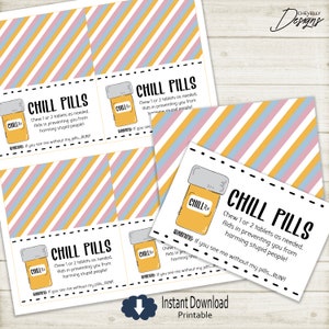 Chill Pill Bag Toppers Printable Digital File Coworker, staff, employee, boss Team Morale Work Fun 4 BT040 Instant Download image 2