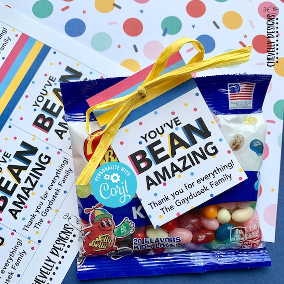 Editable you ve bean amazing jelly bean gift tags etsy