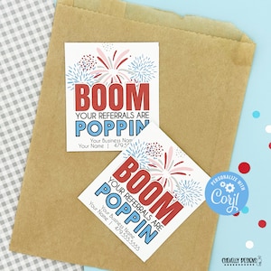 Editable - BOOM You&#39;re Referrals are Poppin - Business Marketing - Printable Digital File - HT393