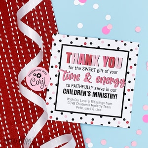 Editable - Children's Ministry Volunteer Appreciation Gift Tags - Valentine Cards - Printable Digital File - HT258b