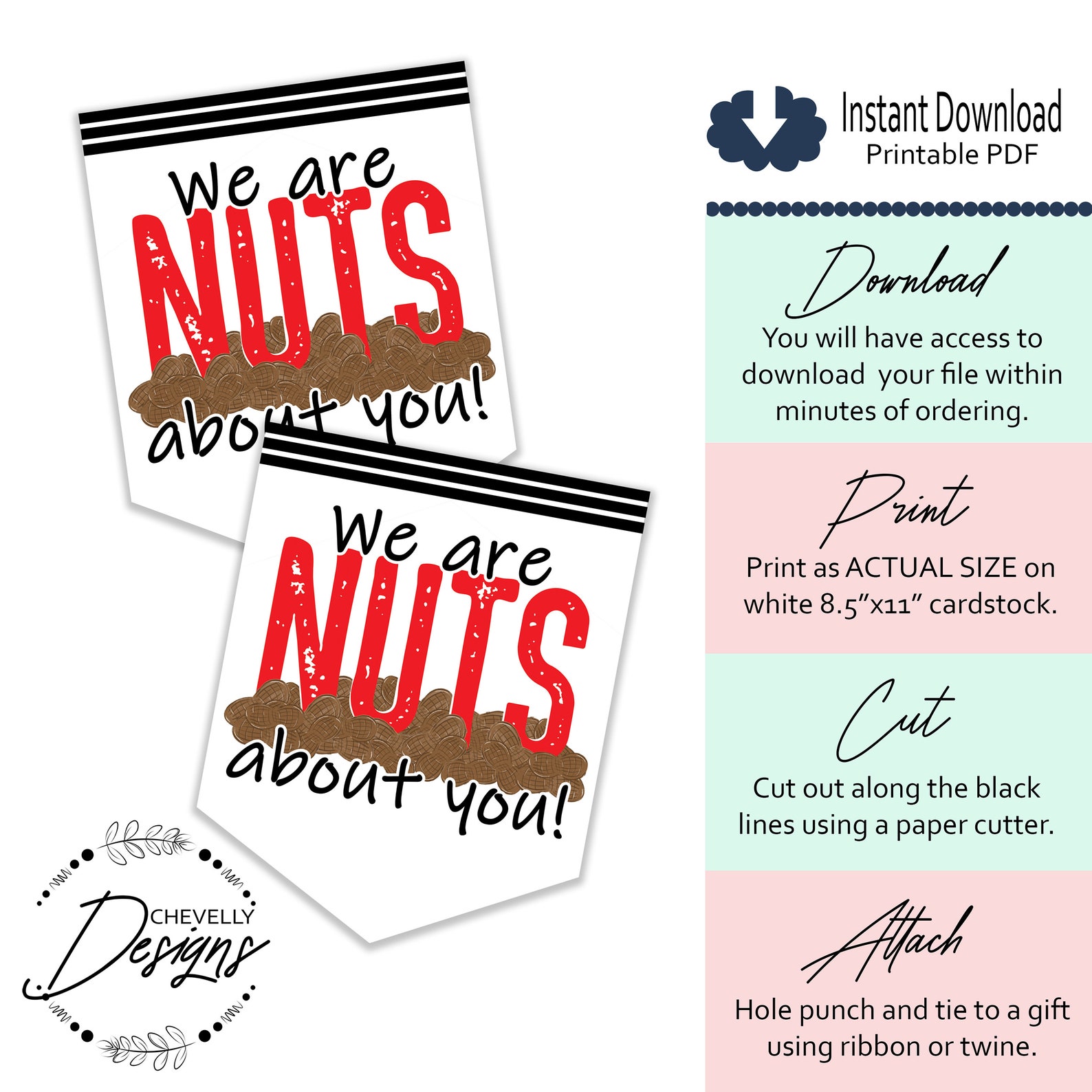 NUTS About You Gift Tags Printable Digtal File Gift Tags Etsy