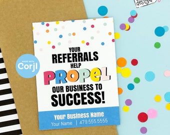 EDITABLE - Your Referrals Propel our Business - Printable Referral Marketing Tags - HT400