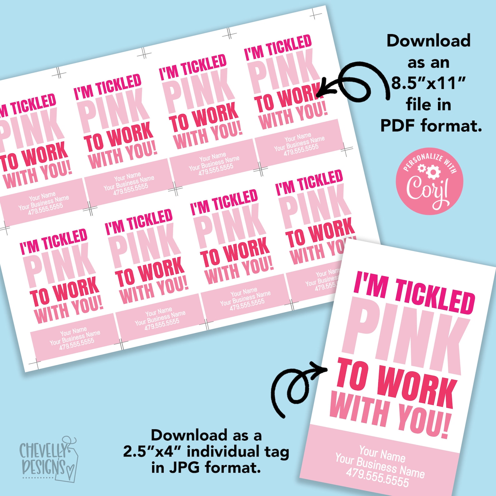 EDITABLE I'm Tickled Pink to Work With You Printable - Etsy