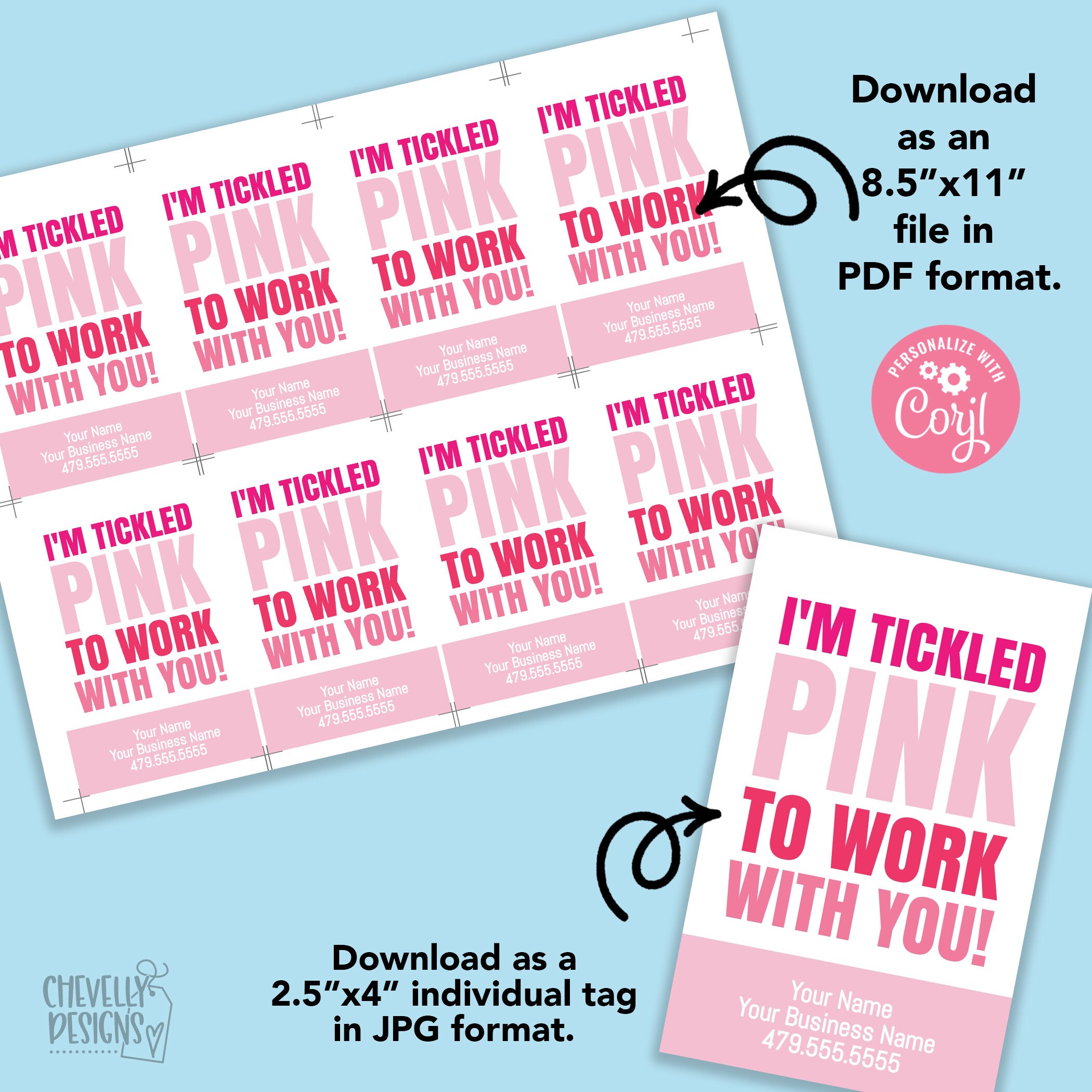 EDITABLE I'm Tickled Pink to Work With You Printable - Etsy