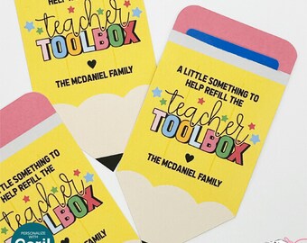 Editable Pencil Gift Card Holder for Teachers | Back to School Printable | Teacher Appreciation Gift | GC006