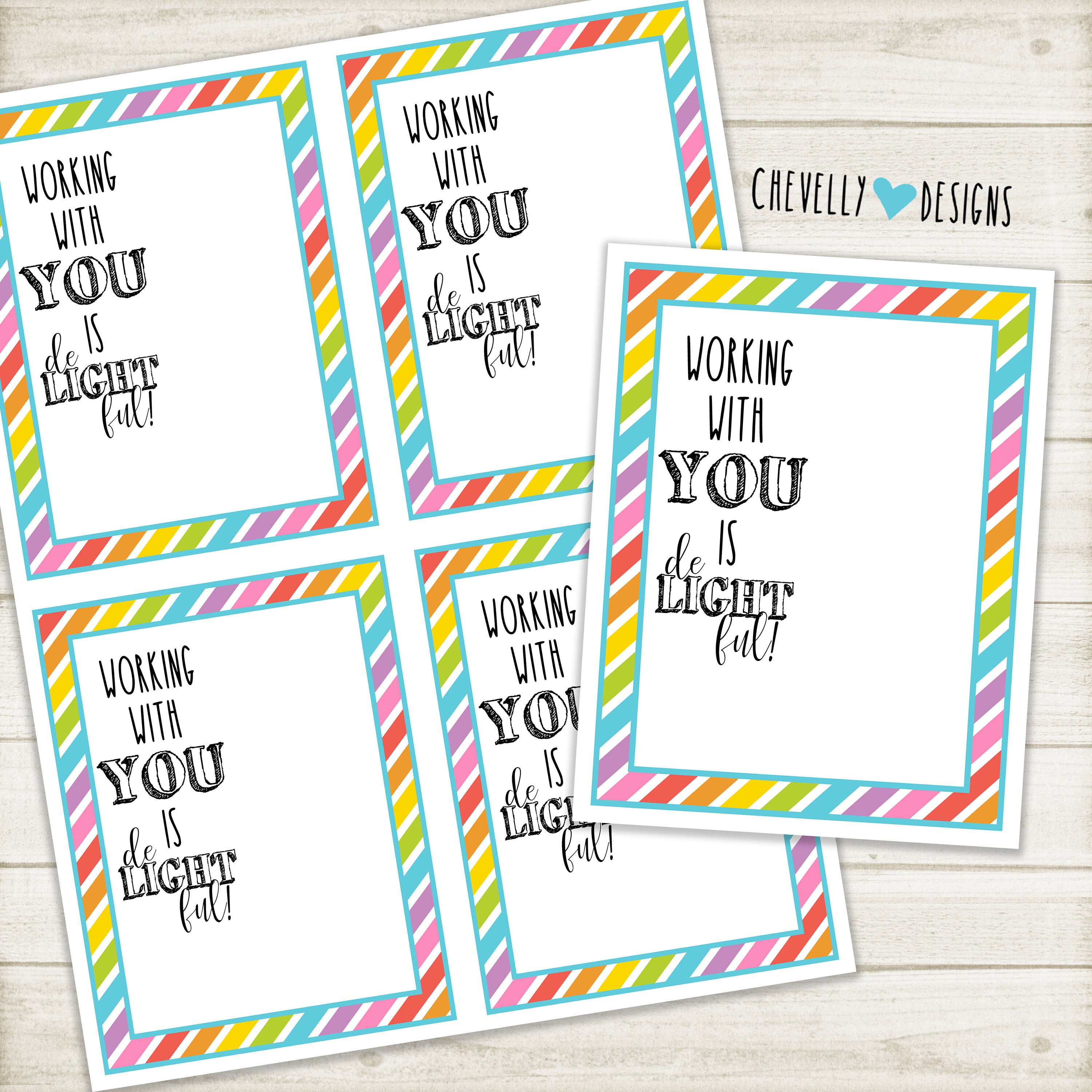 Printable working With You is De-light-ful Gift | Etsy