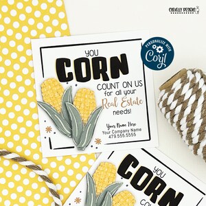 EDITABLE - You Corn Count On Us - Referral Marketing Gift Tags - Printable Digital File - HT408